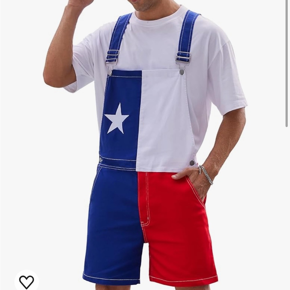 ISO denim Texas flag romperoverall bib